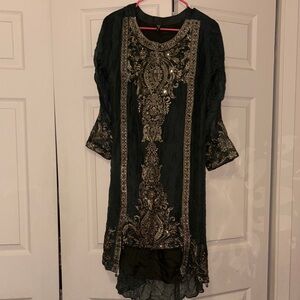 Elegant Black and Gold Embroidered Dress